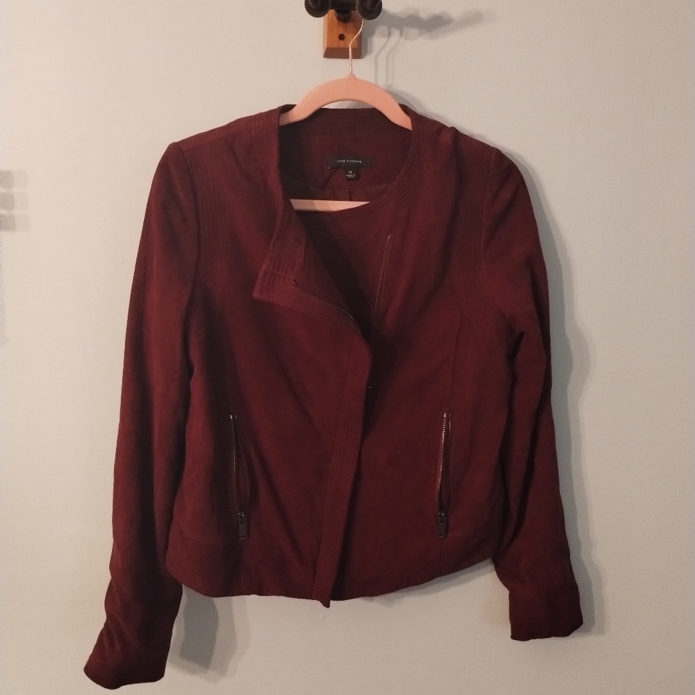 Ann Taylor Real Suede Bomber Jacket